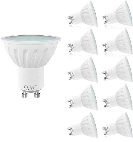 LAMPAOUS 5W LED GU10 Bulb Warm White Gu10 LED Lights,450lm Super Bright GU10 LED 50W Halogen GU10 Lamp Replacement,Very Soft White with The Frosted Glass Diffuser, Protect The Eyes 10Pack [Energy Class A++]