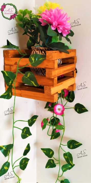 Wooden Decoration piece - Wall hanging + Table decoration - Wood Container only - without flowers - Wood decorative hanging classic elegant unique beautiful decor fancy and cool looking