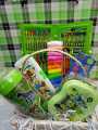 gift basket for kids with lunch box , pencil box , water bottle , stationery kit , colouring kit , caryouns , colours , markers , pencil , eraser , sharpner , glue , play dough  ,sticker , water colours. 