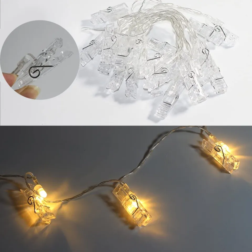 thumbnail image 2 of 20 LED Photo Clip String Lights, 6.56ft 10 Color Changing Battery Operated & USB Fairy Lights With Remote Timer For Hanging Photo Banner, Cards, Memos, Picture Holder, Indoor Ambiance Wall Decor 2 of 10