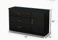 Antique Brown Polished Wooden Chest of Drawers: Oak Wood Elegance for Living Room and Bedroom Storage. 
