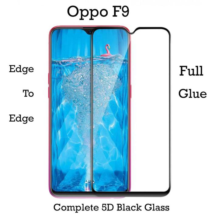 Oppo F9 Glass Protector 5D Tempered Glass (Full Glue) For Oppo F9 - Black