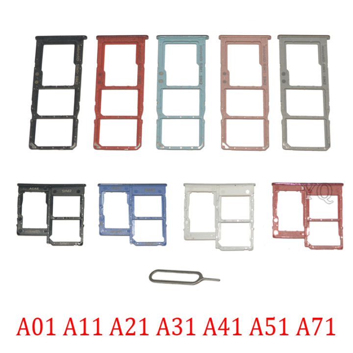 Phone SIM SD Card Trays For Samsung Galaxy A01 A11 A21 A31 A41 A51 A71 Phone SIM Chip Card Slot Holder Part + Pin