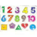 Preschool Wooden Alphabet Puzzle Board A4 Size (Numbers, basic shapes), Early Educational Toy for Toddlers and Kids. 