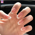 YM TRADERS Press on Nails 12pcs set | French nails Pink , Transparent. 