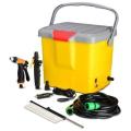 Portable High Pressure Car Washer Highest Quality ABS Plastic material Large Tank Capacity of 16 Liters 12 V Car Cigarette Lighter Connector 40 Watts motor powered diaphragm pump With speed and spray regulator. 