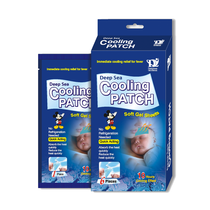Fever Cooling Gel Patch (6 Pieces) for Headache, Migraine Relief for Kids Adults Deepsea Life Sciences