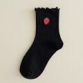 【Atoztide Store】lady cartoon embroidery socks Japanese style print banana avocado cherry girl kawaii funny women socks. 