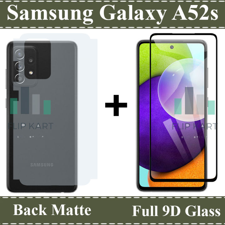 Samsung Galaxy A52s Black Tempered Glass Screen Protector And Matte Back Protector 2 in 1 Combo