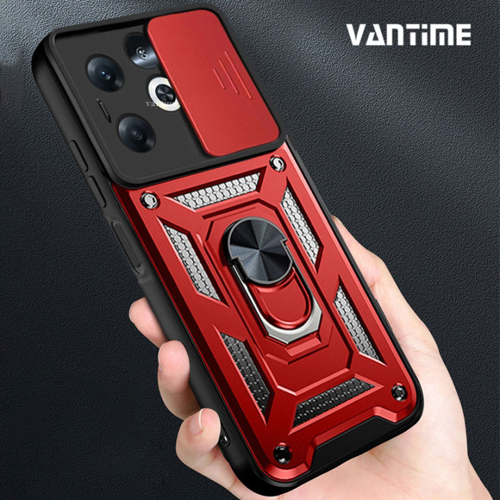 Vantime for Infinix Smart 8 Pro Case Hard Sliding Lens Protect Stand Holder Back Cover