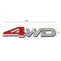 3D 4WD Logo Red and Silver Chrome Sticker - Metal 4 Wheel Drive Decal for Car, Truck, SUV, Off-Road Vehicle. 