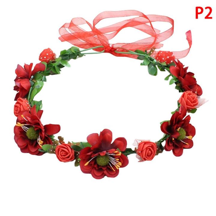 Handmade Fabric Adjustable Wreath Head Wear Wedding Decoration Flower Crown Bride Hair Accessories Flower Wreaths