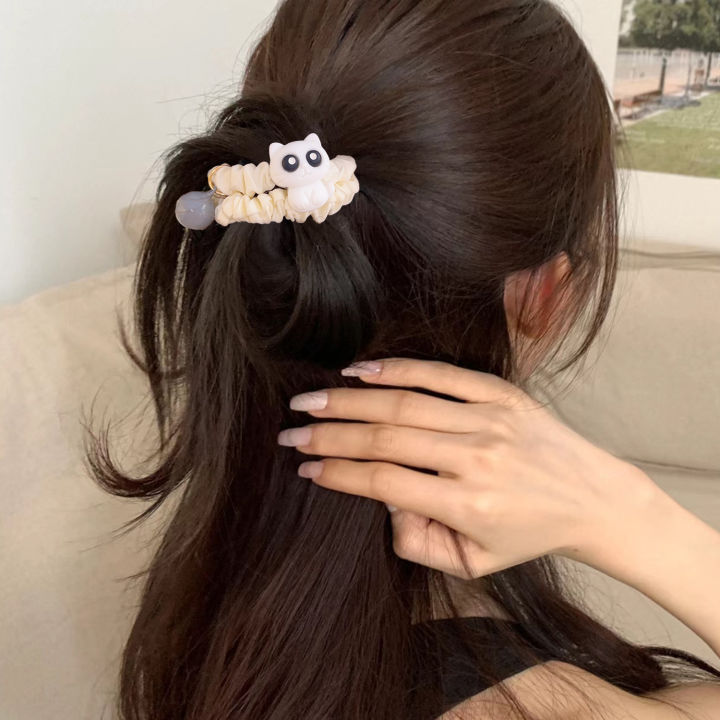 1/2pcs%20Cartoon%20Black%20White%20Cat%20Hair%20Bands%20Children%20Elastic%20Ponytail%20Holder%20Rubber%20Bands%20Women%20Hairband%20Headwear%20-%20Image%203