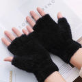 BIN-B Half Finger Gloves for Girls, Plush Fingerless Gloves in Multicolor | Good Quality & Warm Material | Women Lovely Winter Fingerless Thicken Warm Gloves-Girls Fashion Screen Fingerless Trendy woolen Gloves. 