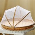 Hand-Woven Food Tent Basket Tray Fruit Vegetable Bread Storage Basket Simple Atmosphere Outdoor Picnic Mesh Net Cover. 