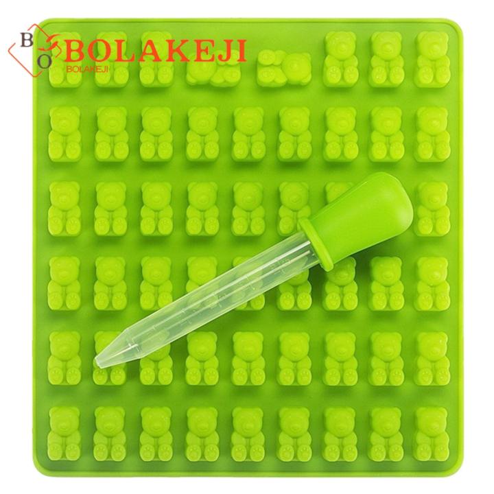 Bear Candy Mold Teddy Bear Silicone Gummy Mold with Dropper Bpa Free Nonstick Candy Chocolate Mold for Jelly Making 53 Cavities Food Grade Mold