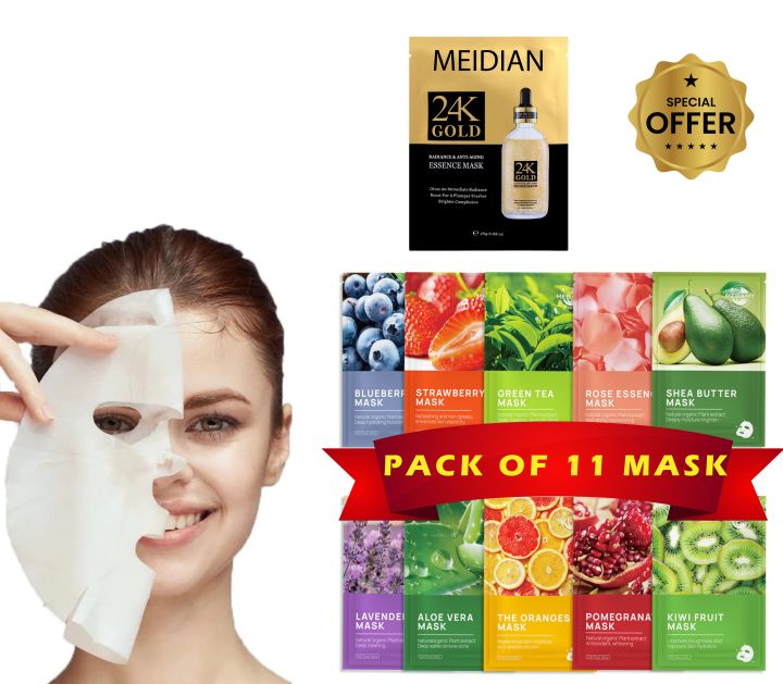Face Sheet Mask, Pack of 11 sheet mask, Facial mask Pack, Face Sheet masks, Imported Facial mask, Moisturizing mask, Skin Nourishing mask, Daily skin care product, cotton facial mask, Facial Sheet Masks