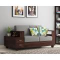 Solace 2 Seater with Cushion Wooden Sofa (Walnut Finish). 