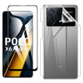 Xiaomi Poco X6 Pro Black 9D/6D/12D Tempered Glass Screen Protector Edge to Edge Full Glue Premium Quality + Back Jelly Protector Clear Soft SafeGuarding Film Hydrogel Film Protector For Poco X6 Pro. 