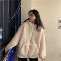 Yfashion Women Cute Warm Coat Winter Bear Ears Furry Thickened Jacket Large Size Loose Solid Color Hooded Coat color. 
