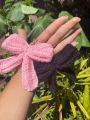 Handmade Crochet Ribbon Bow Keychains. 
