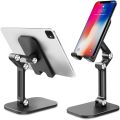 Adjustable Cell Phone Stand Angle Height Adjustable Foldable Phone Holder For Desk Anti-Slip Silicone Pad For Tablet Stand - Black. 