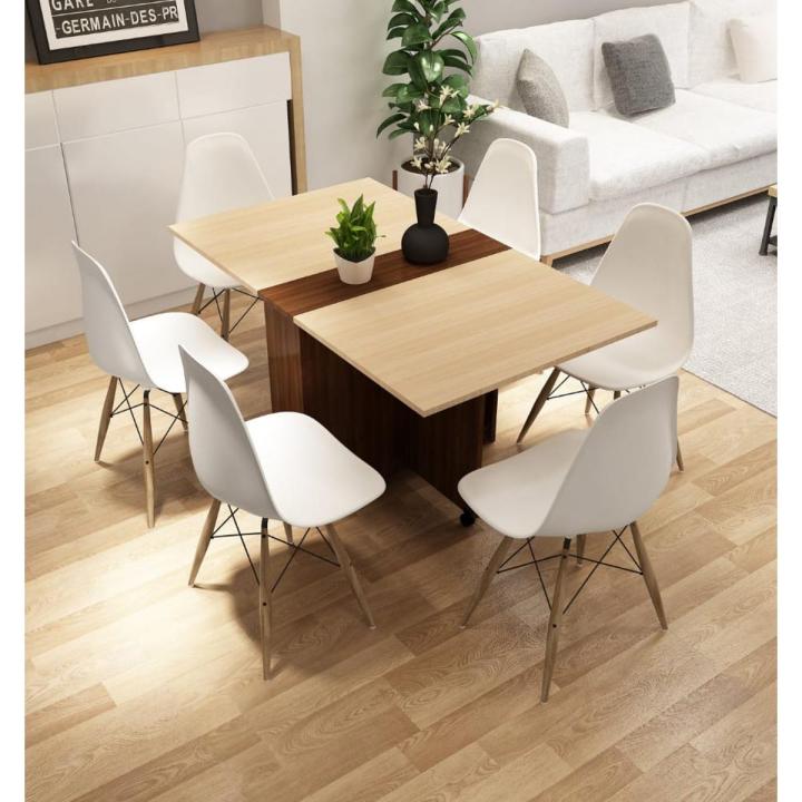 Folding dining table household removable small apartment simple folding table dinner tab (chairs are not included)