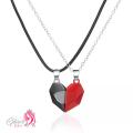 Heavy Metal Magnetic Heart Pendant Necklace gift for Friends Couples Pair of 2 Locket with Gift Box. 
