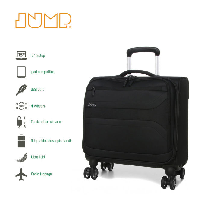 JUMP Moorea 16.5-inch Softside Business Luggage Suitcase Trolley, Carry-on Pilot Case with Padded Laptop Pocket - MAEX13