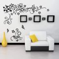 WallsArt Store Flowers Vine Wall Decals Black Flowers Wall Stickers Butterfly Wall Decor Removable Vinyl DIY Home Wall Art Stickers for Bedroom Living Room TV Wall Decoration. 