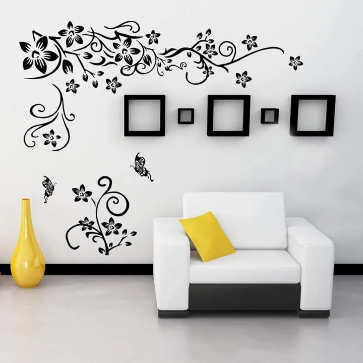 WallsArt%20Store%20Flowers%20Vine%20Wall%20Decals%20Black%20Flowers%20Wall%20Stickers%20Butterfly%20Wall%20Decor%20Removable%20Vinyl%20DIY%20Home%20Wall%20Art%20Stickers%20for%20Bedroom%20Living%20Room%20TV%20Wall%20Decoration%20-%20Image%202