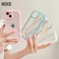 HOCE Fashion Cute Clear Curly Wave Cases For iPhone 13 12 11 14 15 16 Pro Max 13 12 Pro X XS XR 14 16 Plus Case Hybrid Shockproof Transparent Phone Cover. 