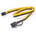 PCIE Male 6-pin to Dual 8-pin (6+2) Male Power Cable 60cm +20cm for Graphic Card Power Supply. 