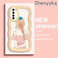 chenyyka For Xiaomi Redmi Note 8 Note 8T Case Cartoon Cute Girl back Lovely Cream Wave Border Soft Clear Shockproof Phone Cases Creative Camera Transparent Casing Simple Silicone Protective Cover. 
