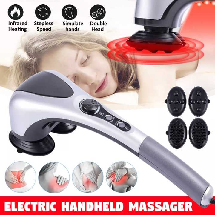 BlueIdea Double Head Full Body Massager Full Body Hand Held Double Headed Massage Machine Hammer with Infrared Therapy Light