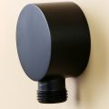 Wall Supply Elbow,Brass Round Wall Mount Shower Hose Connector Accessories G1/2Inch Water Outlet for Shower-Black. 