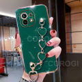 Maitus for Xiaomi Mi 11 Lite/11 Lite 5G NE Back Cover with Love Heart Bracelet Fashion Chain Plating Shiny Bling Cases Soft Silicone Mobile Phone Case for Girls Boy. 