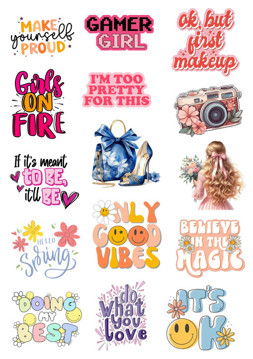Girl Text Sticker Girls Stuff Stickers Cute & Girly Stickers Aesthetic Stickers Beautiful ...