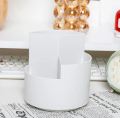 Rotating Pen Holder With Multiple Compartments, Office Home School Storage Box (White). 