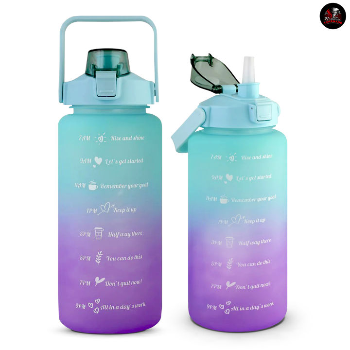 2 Liter Water Bottle - Premium Quality Leakproof Sports Water Drinking Bottle Outdoor Travel Purple & Blue Color Gradient Bottle - Torrnado