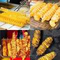 Potato Twister with 4 Stainless Steel Sticks, Reusable Tornado Potato Spiral Cutter Slicer Chips Maker - Potato Twister Machine (Potato Twister Machine)Spiral Potato Cutter Twisted Slice Potato Tower Whirlwind Potato Cut Diy Creative Fruit And Vegetable S. 
