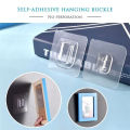 1 Pair (2PCS)- Double Sided Adhesive Wall Hooks - Transparent. 
