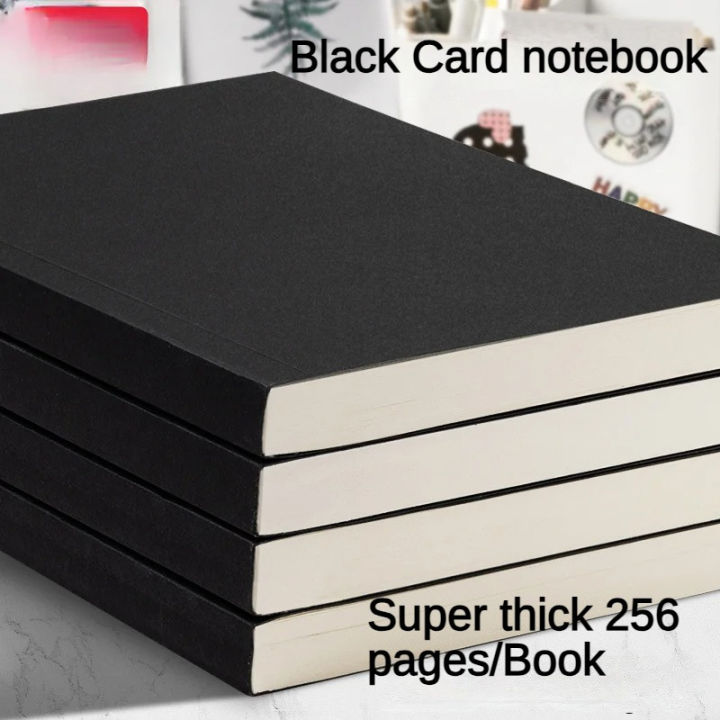 Premium Black Cardstock Notebook - 256 Pages (128 Sheets) Square Blank ...