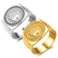 Hot Hip hop/rock crown ring men and women gold-plated rings jewelry. 