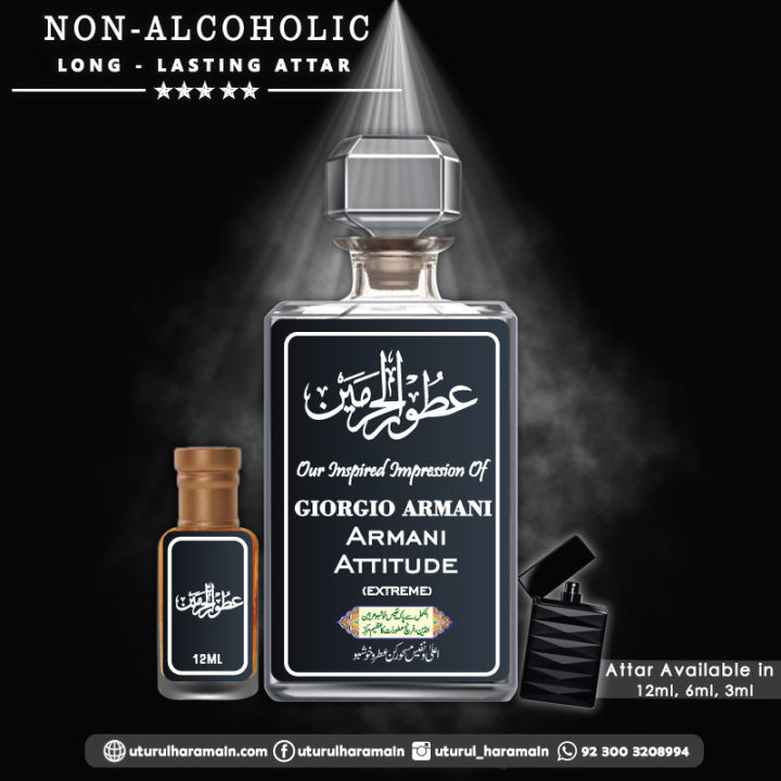 Giorgio Armani Armani Attitude Extreme - ATTAR (Roll On Perfume Oil) - ( Long Lasting Concentrated Alcohol Free Perfume Oil Made By Utur Ul Haramain )