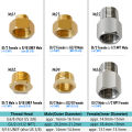 G1/2 to G3/8, 9/16-24 UNEF, 1/2 NPT Reducer Pipe Fittings Brass or Stainless Steel Threaded Water Hose Adapter Male Female. 