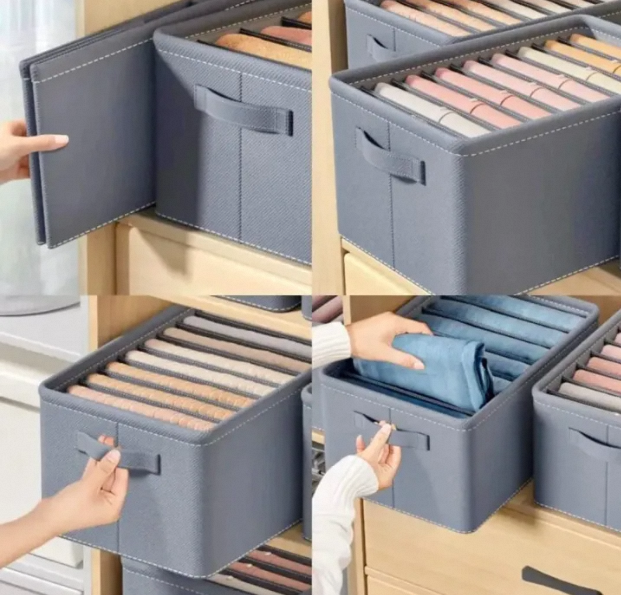 6 Grids Washable Wardrobe Clothes Organizer, Jeans Compartment Storage