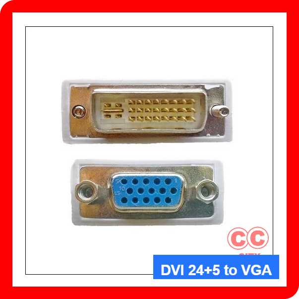 DVI to VGA Adapter, DVI-I 24+5 Pin Male to VGA Female Converter Gold Plated for PC, Monitor, HDTV, Projector - 1080P Resolution Support