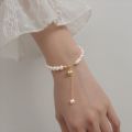 WANTME 925 Sterling Silver Elegant Natural Baroque Pearl Bell Chain Bracelet for Women Simple Wedding Party Jewelry Accessories. 