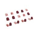 24Pcs Red Rose Gold Fake Nails with Glue DIY Art Design False Nails Wearable Nails Artificial Nails. 